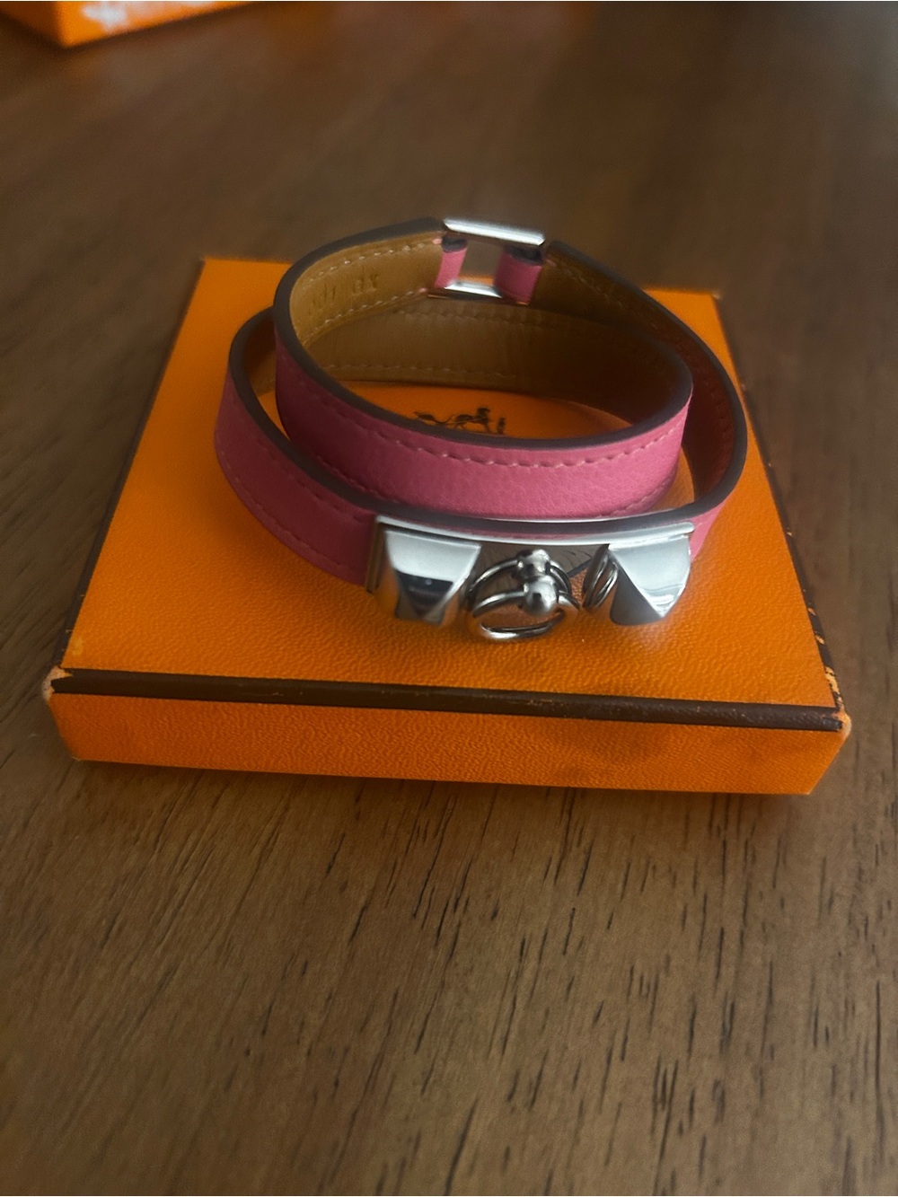 Pink Double Tour Bracelet - Pink Leather Wrap